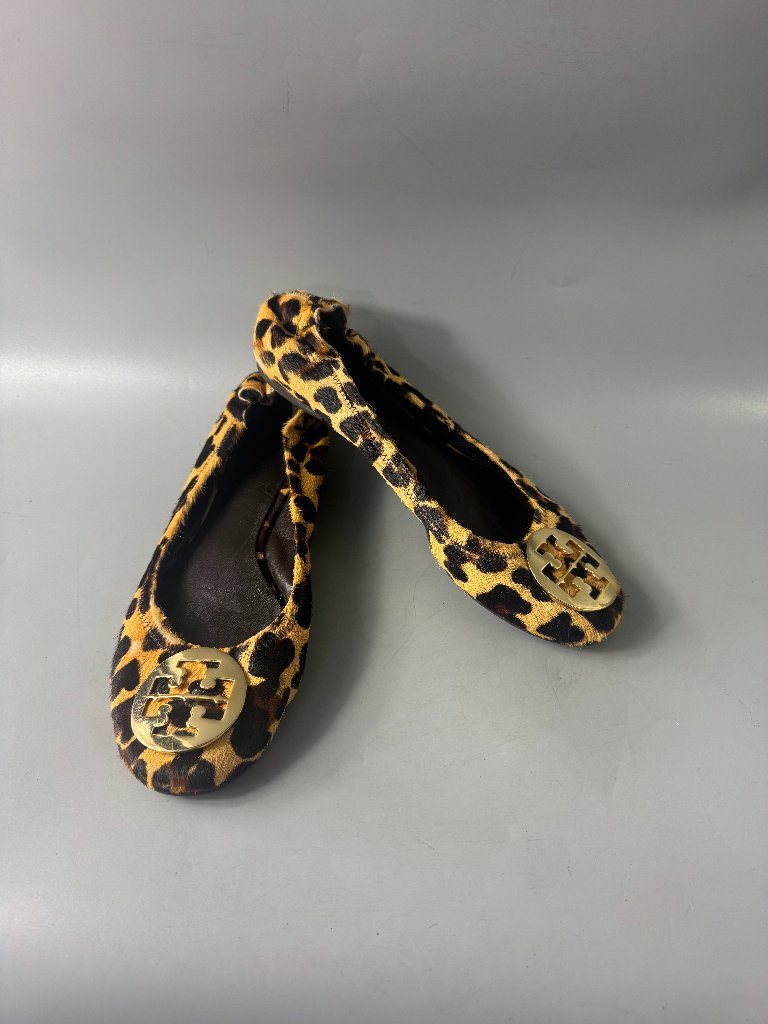 Tory Burch Reva Leopard Calf Hair Animal Print Ballet Flats, Size 9 1/2